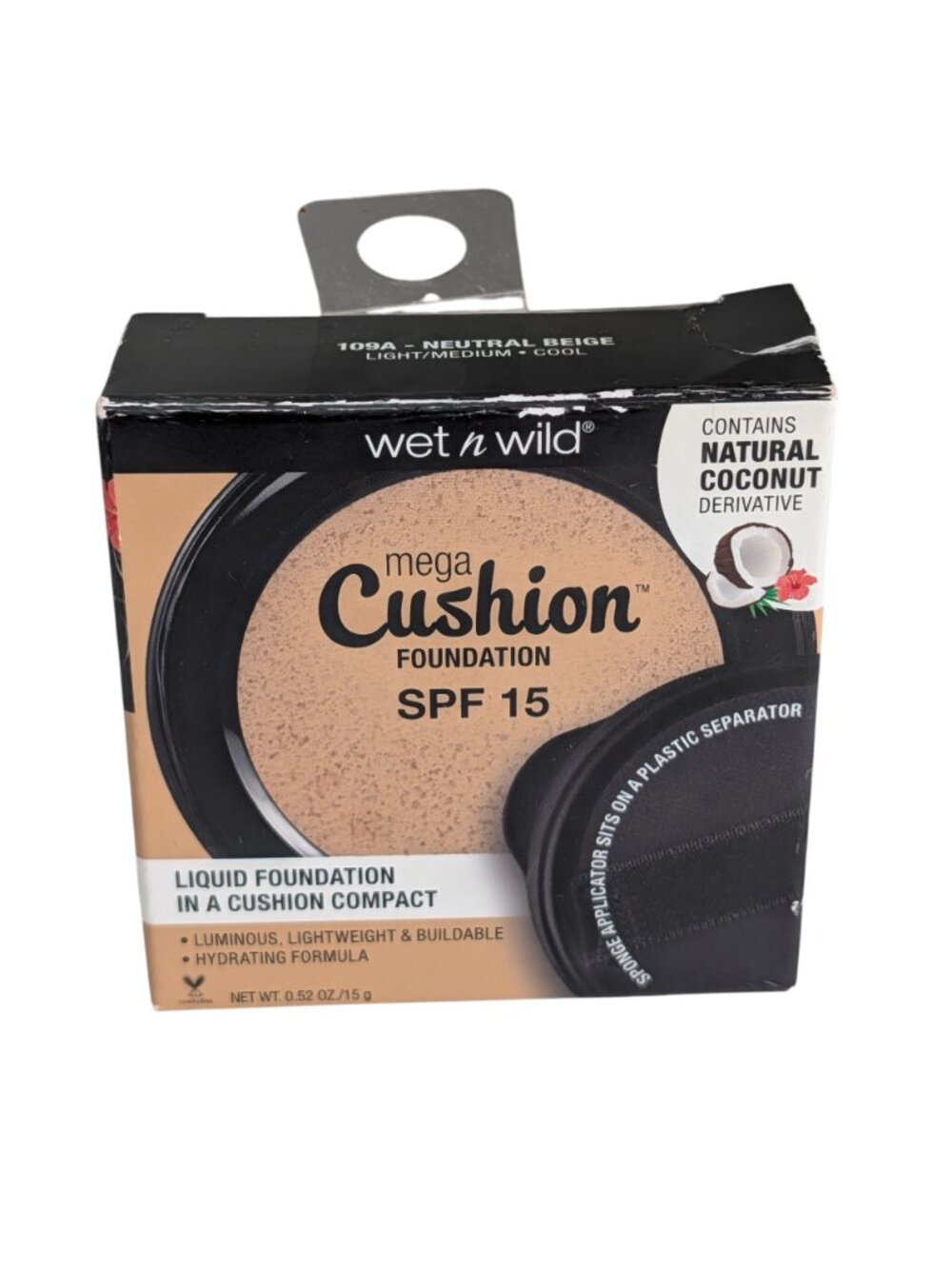 Wet N Wild Mega Cushion Liquid Foundation 109A Neutral Beige 12/2020 NOS 0.52oz